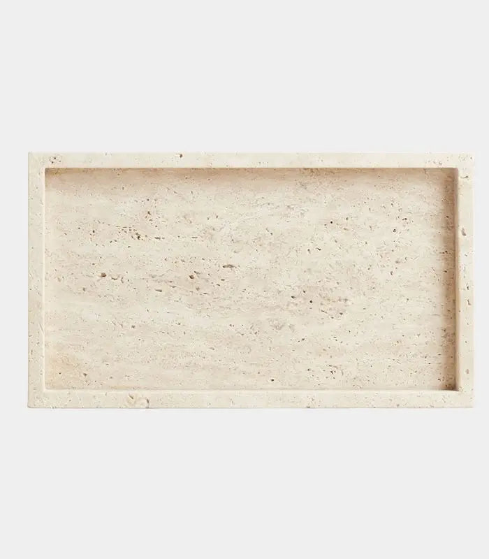 Travertinbricka i äkta natursten – dekorationsbricka 25 × 15 cm