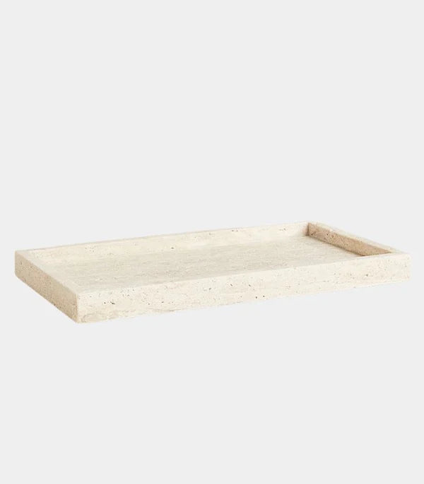 Travertinbricka i äkta natursten – dekorationsbricka 25 × 15 cm