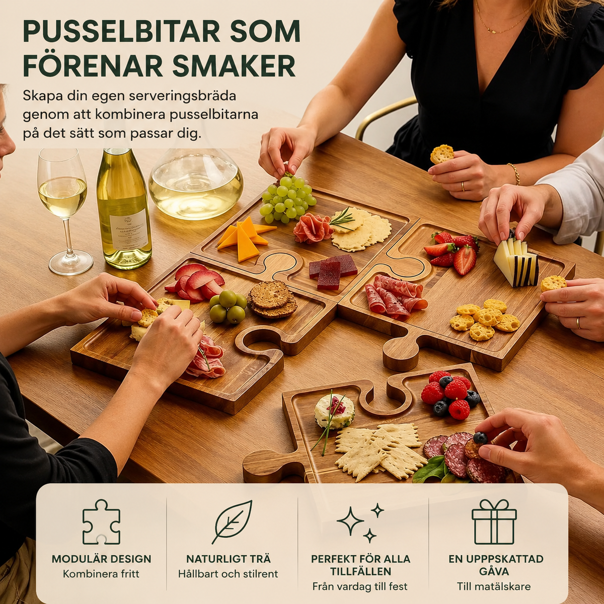 Pusselbricka i valnötsträ – pusselbord med praktisk förvaring