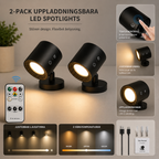 Roterbara LED-vägglampor 360° med touch och fjärrkontroll – 2-pack