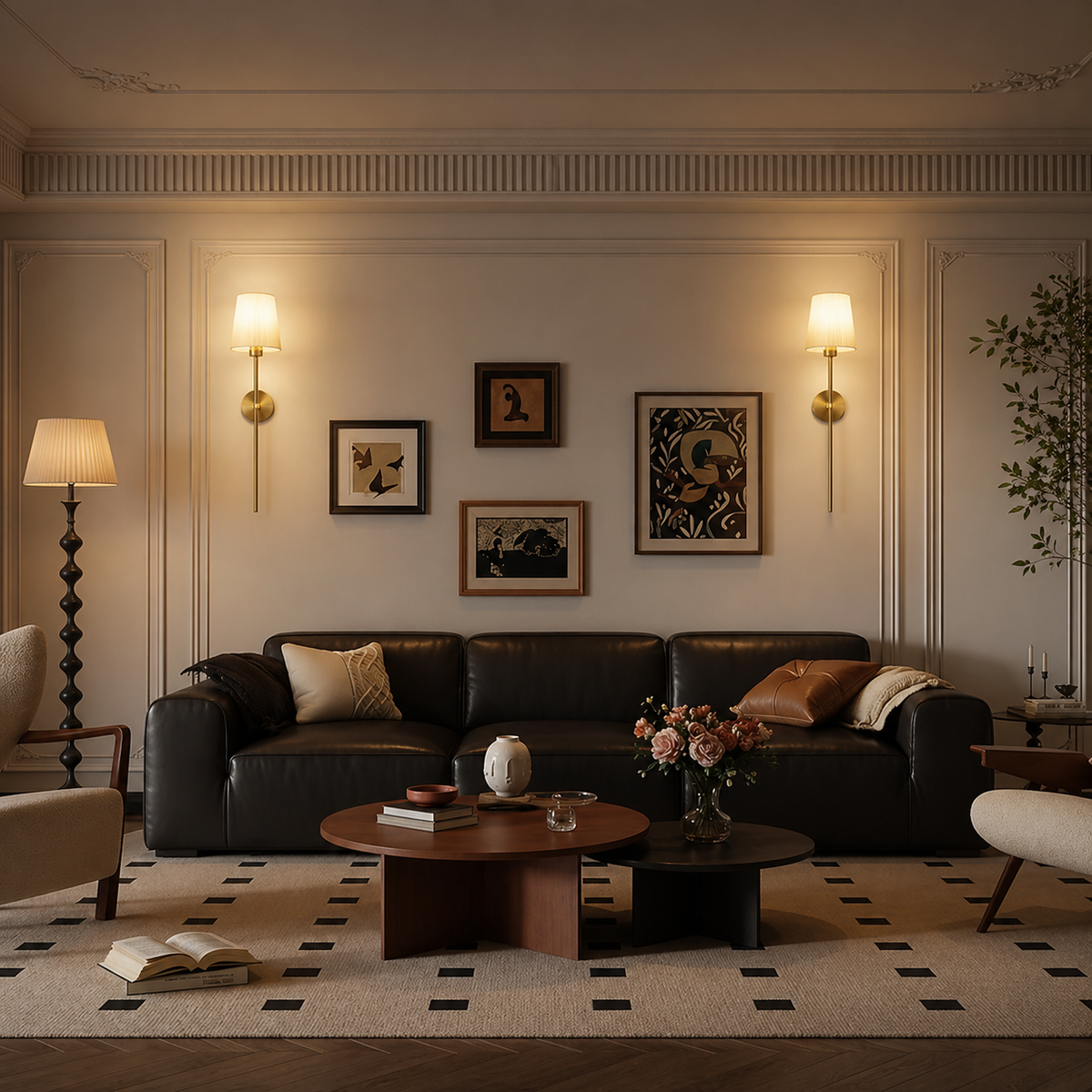 Dimbar vägglampa med linneskärm – slank design i guld eller svart