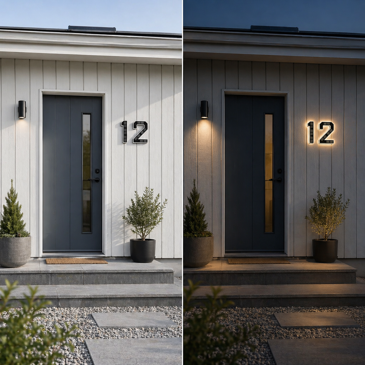 Solcellsdrivna LED-husnummer – belyst husnummer för fasad och entré