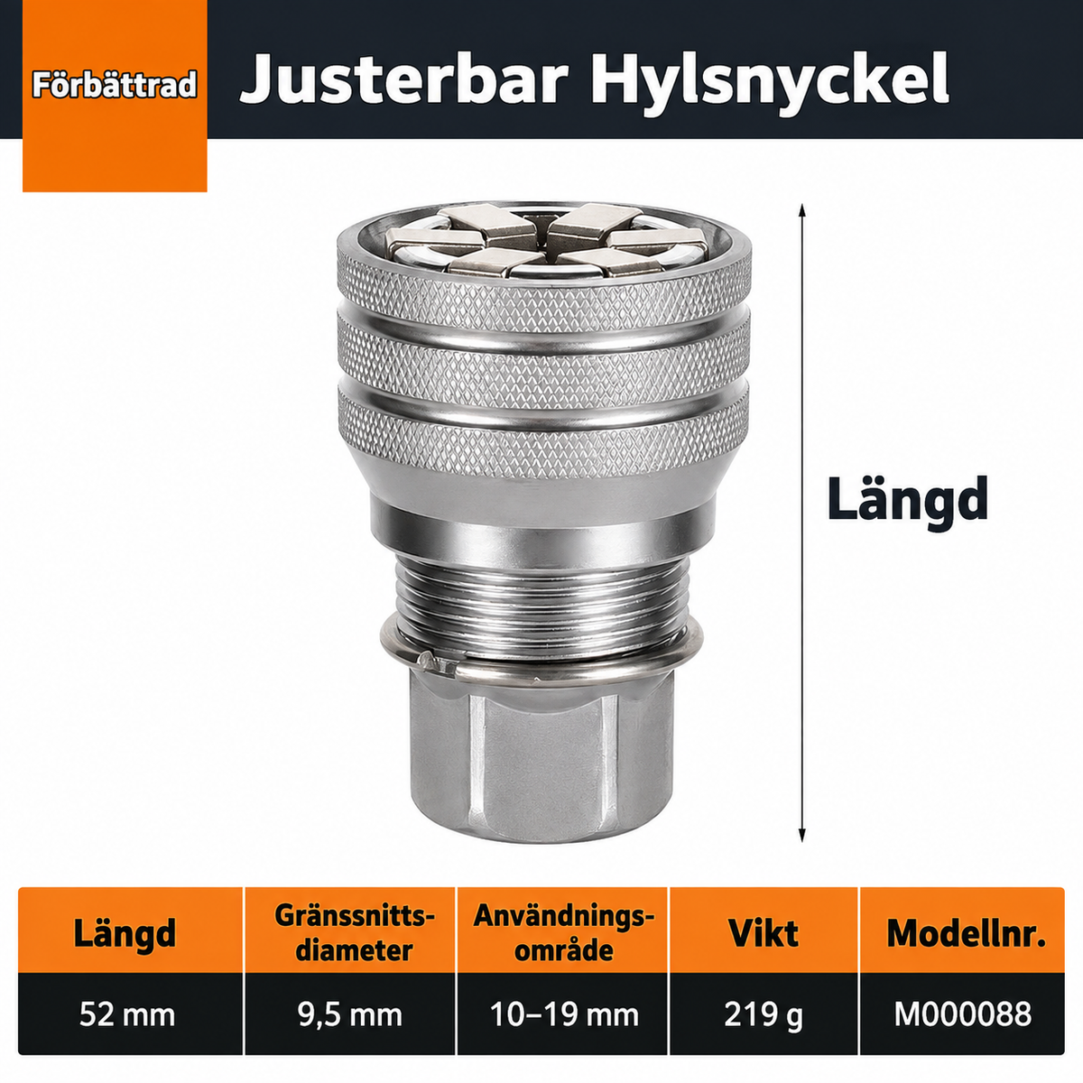 Justerbar universalhylsnyckel