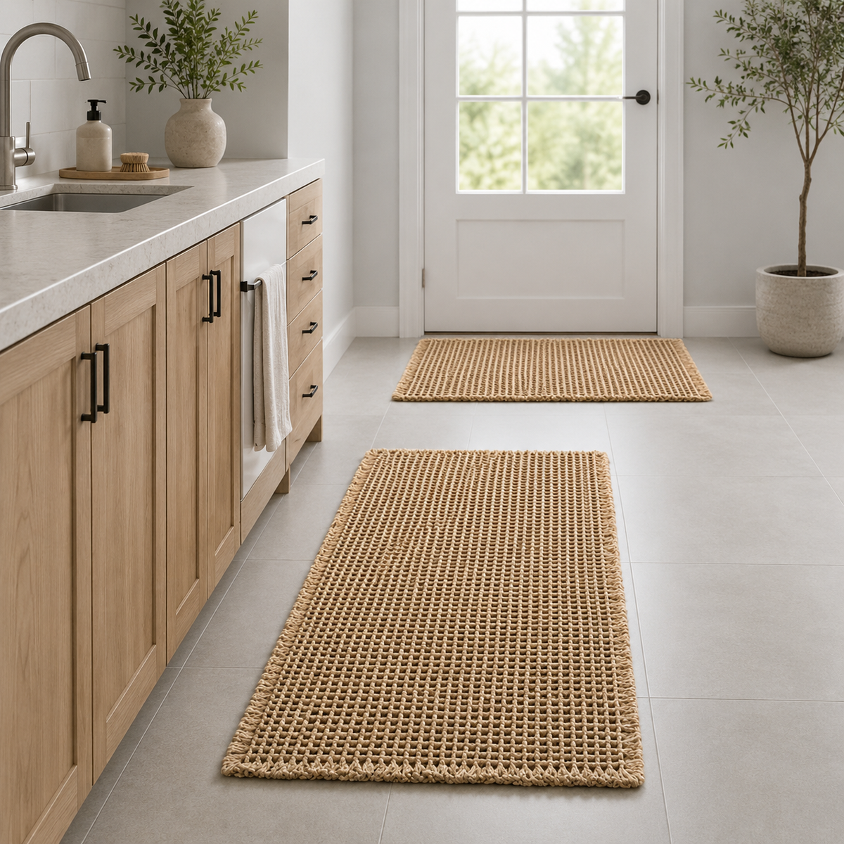 Mjuk absorberande badrumsmatta med halkfri undersida – 46 × 77 cm