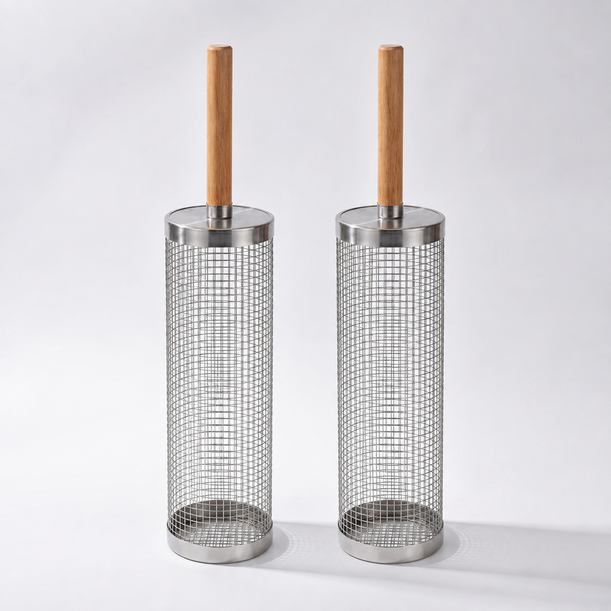 Rullande grillkorg med lock – 2-pack för grönsaker, kött och mindre råvaror