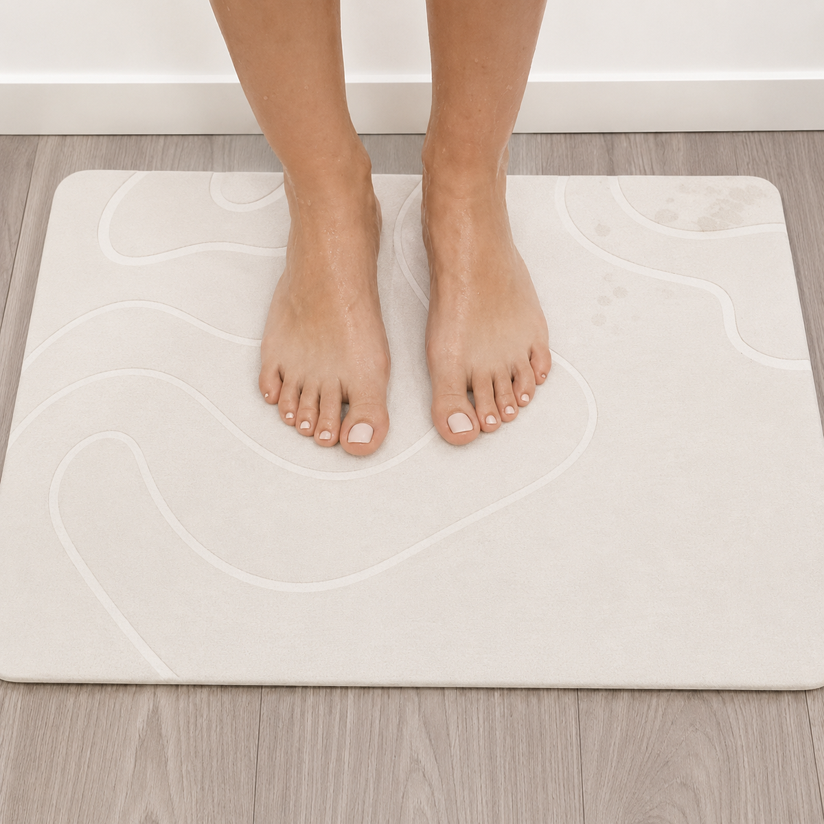 Vattenabsorberande badrumsmatta med stenlook – halkskyddad undersida 40 × 60 cm