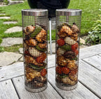 Rullande grillkorg med lock – 2-pack för grönsaker, kött och mindre råvaror