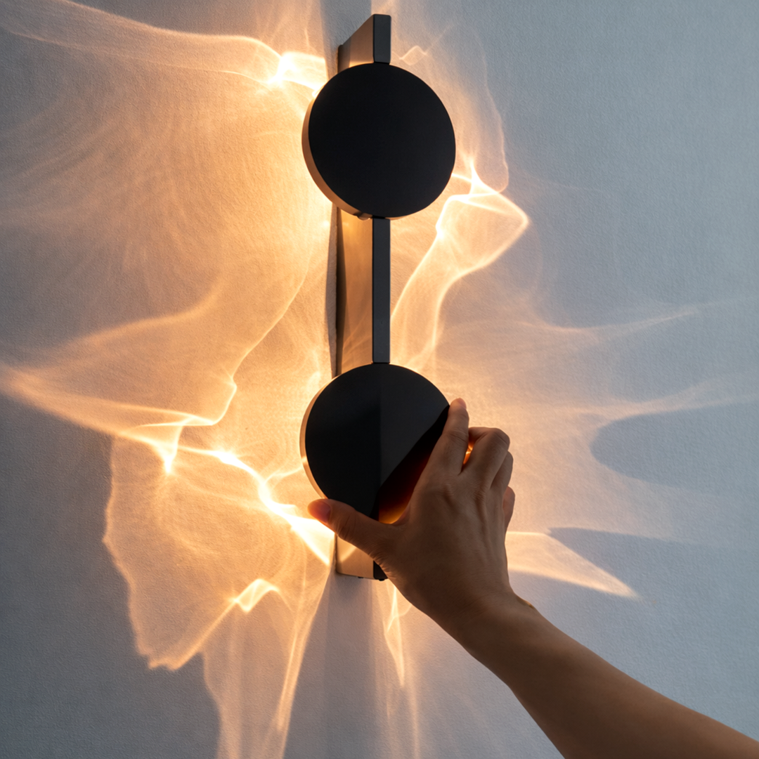 Skulptural designlampa med varmt ljus – modern dekorativ bordslampa