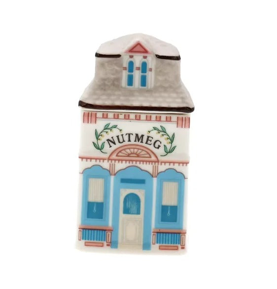 Kryddburkar i porslin formade som hus – 24-pack med lock
