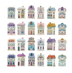 Kryddburkar i porslin formade som hus – 24-pack med lock