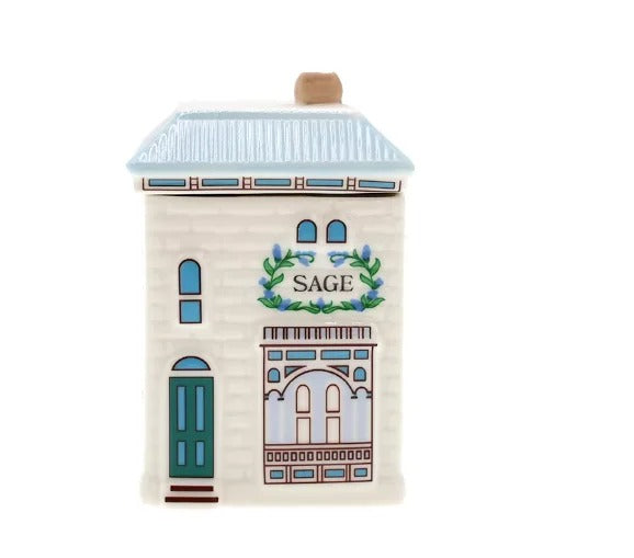 Kryddburkar i porslin formade som hus – 24-pack med lock