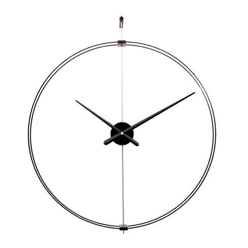 Stor minimalistisk väggklocka med svart mitt och öppen ram